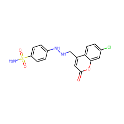 NS(=O)(=O)c1ccc(NNCc2cc(=O)oc3cc(Cl)ccc23)cc1 ZINC000027737131