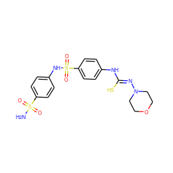 NS(=O)(=O)c1ccc(NS(=O)(=O)c2ccc(N/C(S)=N/N3CCOCC3)cc2)cc1 ZINC000028521534