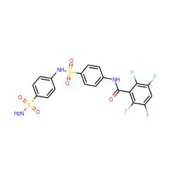 NS(=O)(=O)c1ccc(NS(=O)(=O)c2ccc(NC(=O)c3c(F)c(F)cc(F)c3F)cc2)cc1 ZINC000013561060