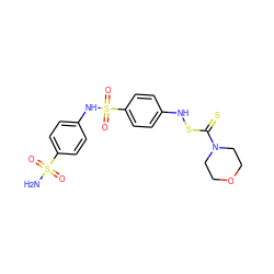 NS(=O)(=O)c1ccc(NS(=O)(=O)c2ccc(NSC(=S)N3CCOCC3)cc2)cc1 ZINC000034717883