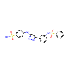 NS(=O)(=O)c1ccc(Nc2cc(-c3cccc(NS(=O)(=O)c4ccccc4)c3)[nH]n2)cc1 ZINC000013538193