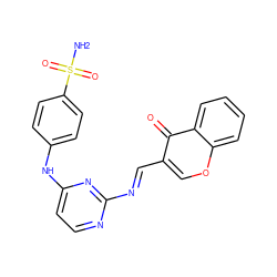 NS(=O)(=O)c1ccc(Nc2ccnc(/N=C/c3coc4ccccc4c3=O)n2)cc1 ZINC000028523932