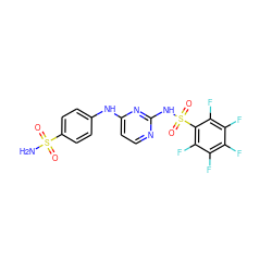 NS(=O)(=O)c1ccc(Nc2ccnc(NS(=O)(=O)c3c(F)c(F)c(F)c(F)c3F)n2)cc1 ZINC000013835304