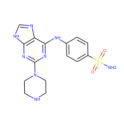 NS(=O)(=O)c1ccc(Nc2nc(N3CCNCC3)nc3[nH]cnc23)cc1 ZINC000053229036