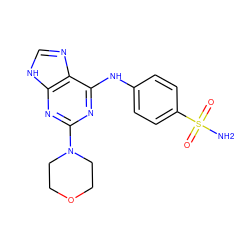 NS(=O)(=O)c1ccc(Nc2nc(N3CCOCC3)nc3[nH]cnc23)cc1 ZINC000053313839