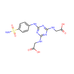 NS(=O)(=O)c1ccc(Nc2nc(NCC(=O)O)nc(NCC(=O)O)n2)cc1 ZINC000072106286