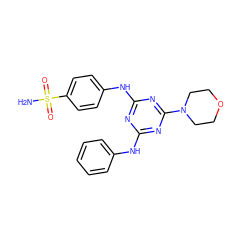 NS(=O)(=O)c1ccc(Nc2nc(Nc3ccccc3)nc(N3CCOCC3)n2)cc1 ZINC000028713155