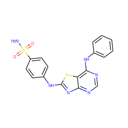 NS(=O)(=O)c1ccc(Nc2nc3ncnc(Nc4ccccc4)c3s2)cc1 ZINC000040900326