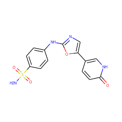 NS(=O)(=O)c1ccc(Nc2ncc(-c3ccc(=O)[nH]c3)o2)cc1 ZINC000064539295