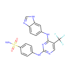 NS(=O)(=O)c1ccc(Nc2ncc(C(F)(F)F)c(Nc3ccc4nc[nH]c4c3)n2)cc1 ZINC000028522412