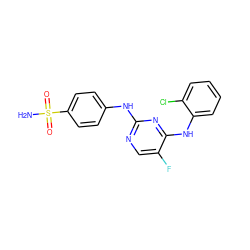 NS(=O)(=O)c1ccc(Nc2ncc(F)c(Nc3ccccc3Cl)n2)cc1 ZINC000087613230