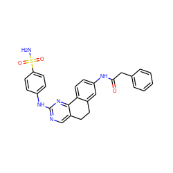 NS(=O)(=O)c1ccc(Nc2ncc3c(n2)-c2ccc(NC(=O)Cc4ccccc4)cc2CC3)cc1 ZINC000049111110