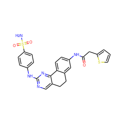 NS(=O)(=O)c1ccc(Nc2ncc3c(n2)-c2ccc(NC(=O)Cc4cccs4)cc2CC3)cc1 ZINC000049034723