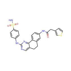 NS(=O)(=O)c1ccc(Nc2ncc3c(n2)-c2ccc(NC(=O)Cc4ccsc4)cc2CC3)cc1 ZINC000049047485