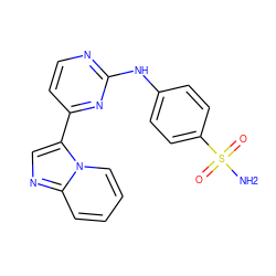 NS(=O)(=O)c1ccc(Nc2nccc(-c3cnc4ccccn34)n2)cc1 ZINC000001493866