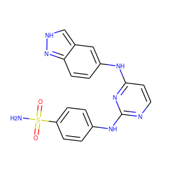 NS(=O)(=O)c1ccc(Nc2nccc(Nc3ccc4n[nH]cc4c3)n2)cc1 ZINC000653876689