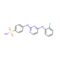 NS(=O)(=O)c1ccc(Nc2nccc(Nc3ccccc3Cl)n2)cc1 ZINC000089469993