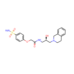 NS(=O)(=O)c1ccc(OCC(=O)NC[C@@H](O)CN2CCc3ccccc3C2)cc1 ZINC000218909652