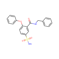 NS(=O)(=O)c1ccc(Oc2ccccc2)c(C(=O)NCc2ccccc2)c1 ZINC000049784580