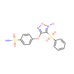 NS(=O)(=O)c1ccc(Oc2no[n+]([O-])c2S(=O)(=O)c2ccccc2)cc1 ZINC000299840237