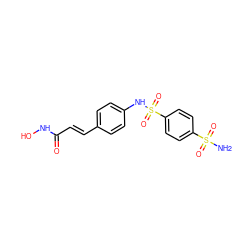 NS(=O)(=O)c1ccc(S(=O)(=O)Nc2ccc(/C=C/C(=O)NO)cc2)cc1 ZINC000100853239