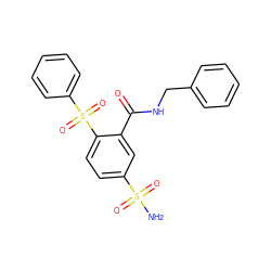 NS(=O)(=O)c1ccc(S(=O)(=O)c2ccccc2)c(C(=O)NCc2ccccc2)c1 ZINC000049089425