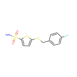 NS(=O)(=O)c1ccc(SCc2ccc(F)cc2)s1 ZINC001772599298