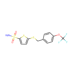 NS(=O)(=O)c1ccc(SCc2ccc(OC(F)(F)F)cc2)s1 ZINC001772649868