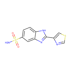 NS(=O)(=O)c1ccc2[nH]c(-c3cscn3)nc2c1 ZINC000039716428