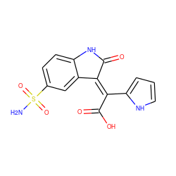 NS(=O)(=O)c1ccc2c(c1)/C(=C(\C(=O)O)c1ccc[nH]1)C(=O)N2 ZINC000014962872