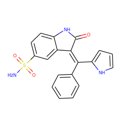 NS(=O)(=O)c1ccc2c(c1)/C(=C(\c1ccccc1)c1ccc[nH]1)C(=O)N2 ZINC000014962864