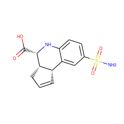 NS(=O)(=O)c1ccc2c(c1)[C@@H]1C=CC[C@@H]1[C@H](C(=O)O)N2 ZINC000004132375