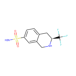 NS(=O)(=O)c1ccc2c(c1)CN[C@H](C(F)(F)F)C2 ZINC000013686942