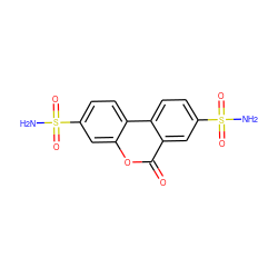 NS(=O)(=O)c1ccc2c(c1)oc(=O)c1cc(S(N)(=O)=O)ccc12 ZINC000002184288