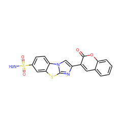 NS(=O)(=O)c1ccc2c(c1)sc1nc(-c3cc4ccccc4oc3=O)cn12 ZINC000095597675