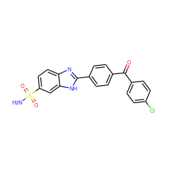 NS(=O)(=O)c1ccc2nc(-c3ccc(C(=O)c4ccc(Cl)cc4)cc3)[nH]c2c1 ZINC000141038818