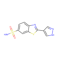 NS(=O)(=O)c1ccc2nc(-c3cn[nH]c3)sc2c1 ZINC000114400992