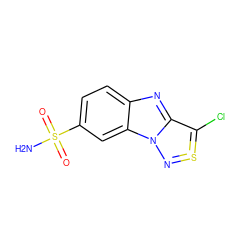 NS(=O)(=O)c1ccc2nc3n(c2c1)N=S=C3Cl ZINC000072187331