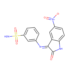 NS(=O)(=O)c1cccc(/N=C2/C(=O)Nc3ccc([N+](=O)[O-])cc32)c1 ZINC000006269138