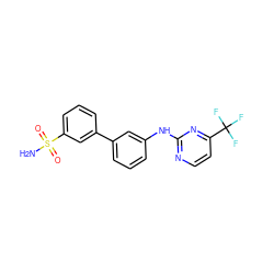 NS(=O)(=O)c1cccc(-c2cccc(Nc3nccc(C(F)(F)F)n3)c2)c1 ZINC001772585683