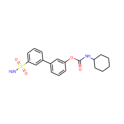 NS(=O)(=O)c1cccc(-c2cccc(OC(=O)NC3CCCCC3)c2)c1 ZINC000013583491