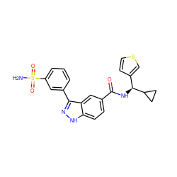 NS(=O)(=O)c1cccc(-c2n[nH]c3ccc(C(=O)N[C@@H](c4ccsc4)C4CC4)cc23)c1 ZINC000204662275