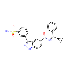 NS(=O)(=O)c1cccc(-c2n[nH]c3ccc(C(=O)N[C@H](c4ccccc4)C4CC4)cc23)c1 ZINC000166797570