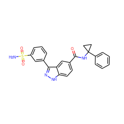 NS(=O)(=O)c1cccc(-c2n[nH]c3ccc(C(=O)NC4(c5ccccc5)CC4)cc23)c1 ZINC000299823042