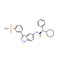 NS(=O)(=O)c1cccc(-c2n[nH]c3ccc(NC(=O)[C@@H](c4ccccc4)C4CCCCC4)cc23)c1 ZINC000204665375