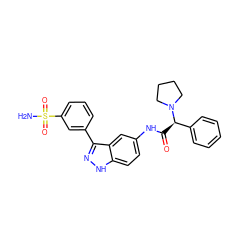 NS(=O)(=O)c1cccc(-c2n[nH]c3ccc(NC(=O)[C@H](c4ccccc4)N4CCCC4)cc23)c1 ZINC000299827775