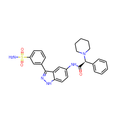 NS(=O)(=O)c1cccc(-c2n[nH]c3ccc(NC(=O)[C@H](c4ccccc4)N4CCCCC4)cc23)c1 ZINC000168610139