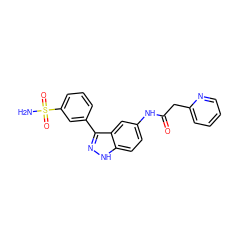 NS(=O)(=O)c1cccc(-c2n[nH]c3ccc(NC(=O)Cc4ccccn4)cc23)c1 ZINC000204698835