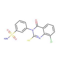 NS(=O)(=O)c1cccc(-n2c(S)nc3c(Cl)cccc3c2=O)c1 ZINC001772602858