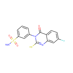 NS(=O)(=O)c1cccc(-n2c(S)nc3cc(F)ccc3c2=O)c1 ZINC001772605001